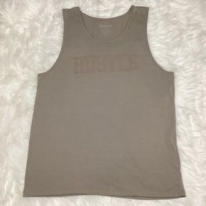 GSTR Men’s Grey Tank Top with Hustle Embossed on Chest